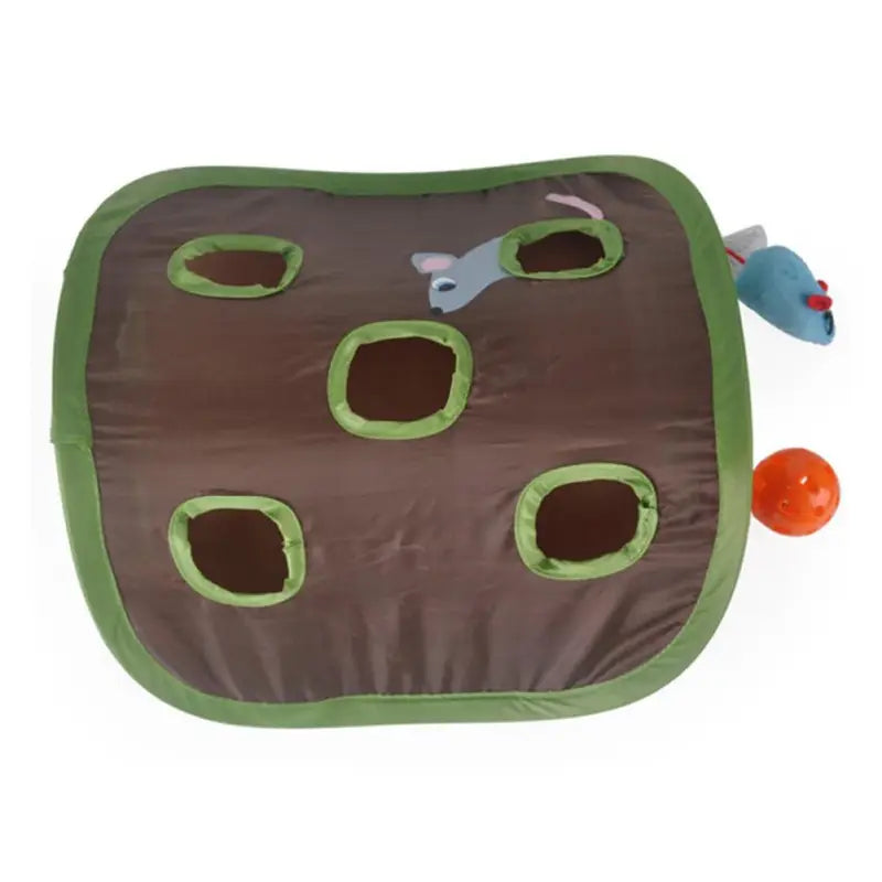 Jeu de souris interactif pour chats avec couverture verte et marron pour stimuler les instincts naturels