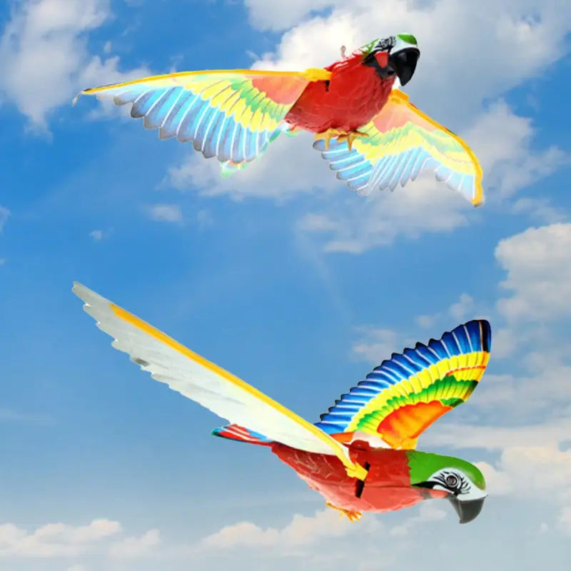 Deux perroquets volant dans le ciel, jouet interactif pour captiver l’attention de votre chat