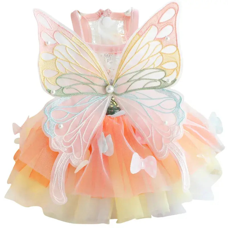 Robe de princesse pour chiens : tenue d’été luxueuse avec détails papillon dans le dos - Robe élégante pour animaux de compagnie