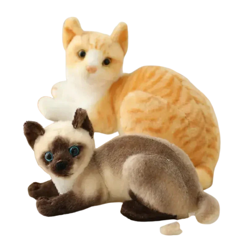 Jouet peluche chat réaliste - Chat en peluche - Chat et chaton assis sur le canapé - Peluche Transparent Background