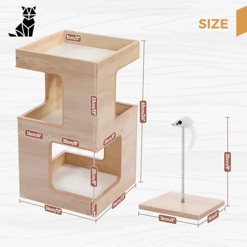 Feline Elegance™ wooden cat scratching tower - Luxe arbre à chat