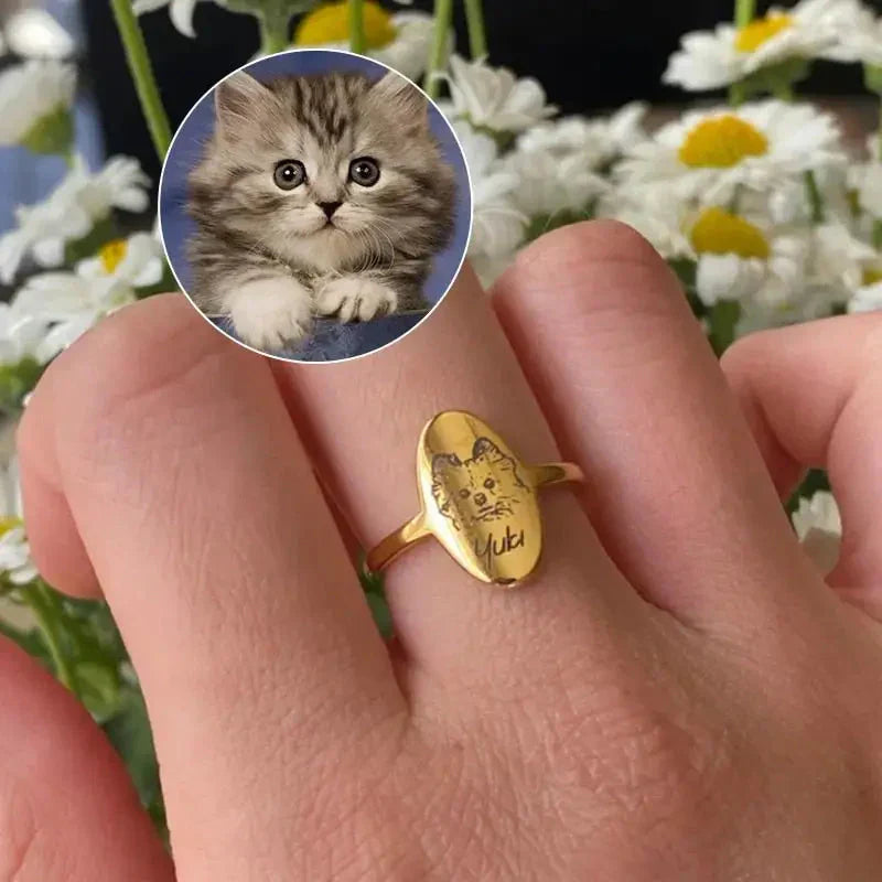 Bague personnalisée pour les amoureux des animaux ; bague personnalisée pour les amoureux des animaux