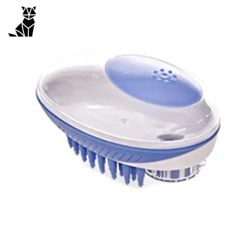 Brosse de bain relaxante pour chiens - Brosse bleue et blanche avec manche blanc pour un massage efficace