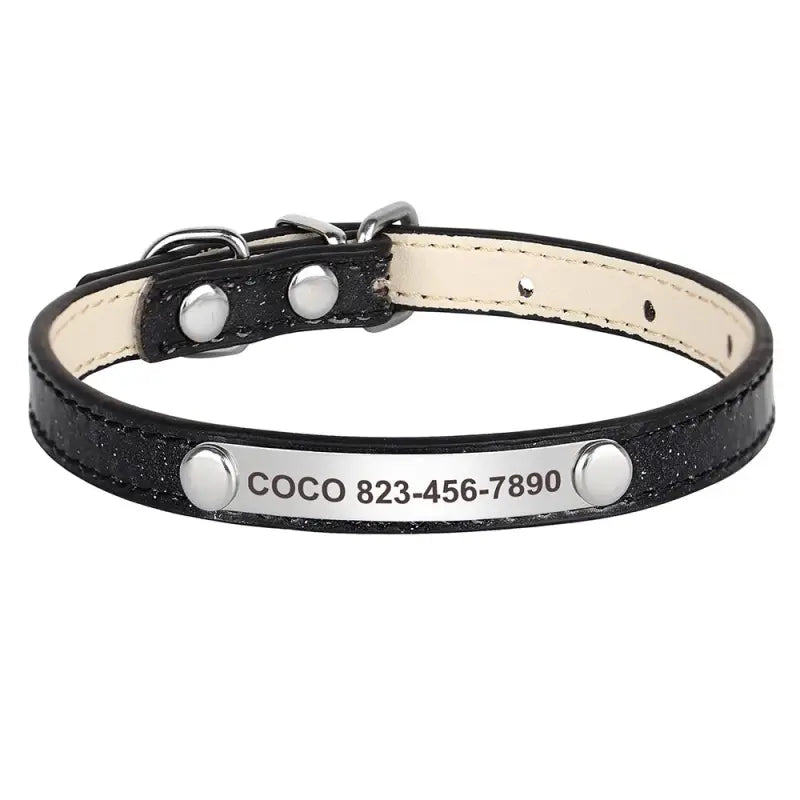 Bracelet en cuir noir résistant à l’usure avec une plaque argentée sur le fermoir