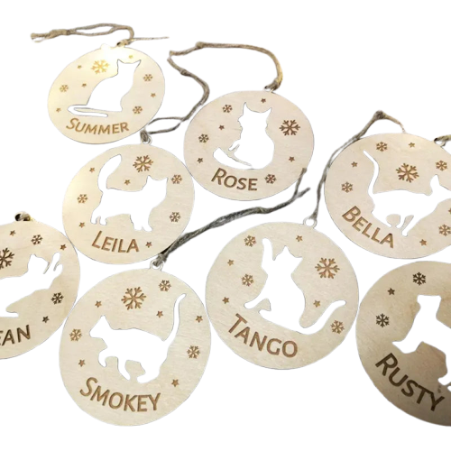 Bijou unique - gros plan sur les ornements de chat en bois de Pendentif chat personnalisé - Cadeau spécial Transparent Background