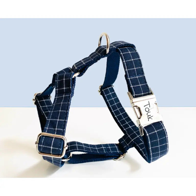 Kit Complet Chien Personnalisé Coton Carreaux Bleu Marine