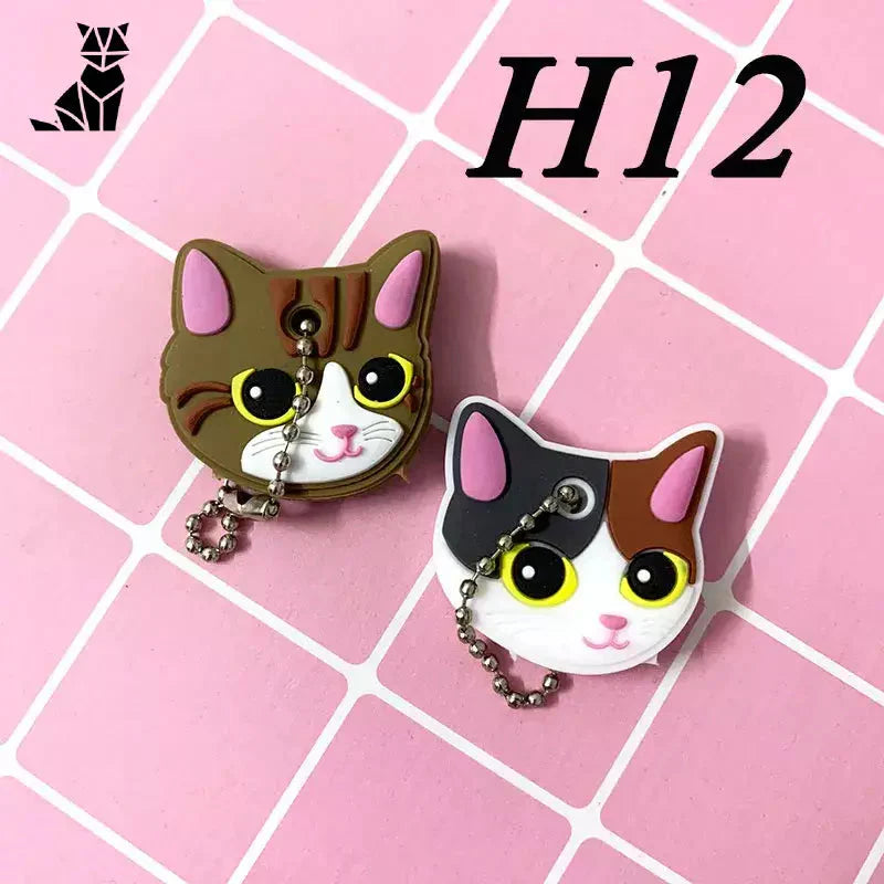 Lot de 2 porte-clés en silicone en forme de chat avec porte-clés - parfait pour des cadeaux ou des accessoires