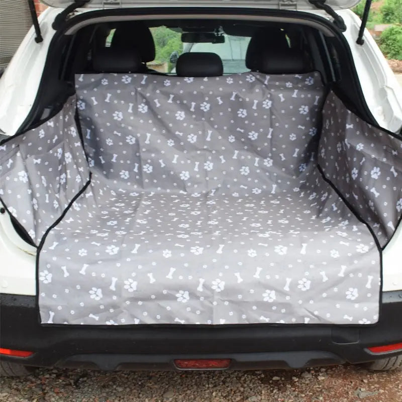 Housse de siège pour chien en tissu Oxford - Housse de coffre de voiture durable avec impression de chien pour une protection optimale