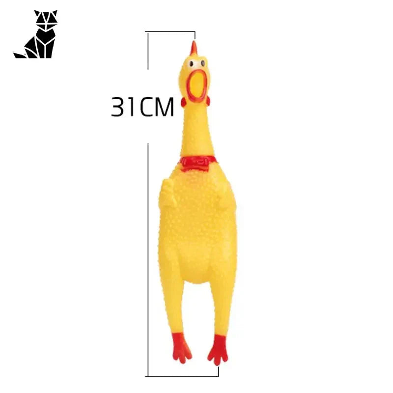 Jouet couineur jaune poulet pour chien avec nœud rouge - jouets couineurs