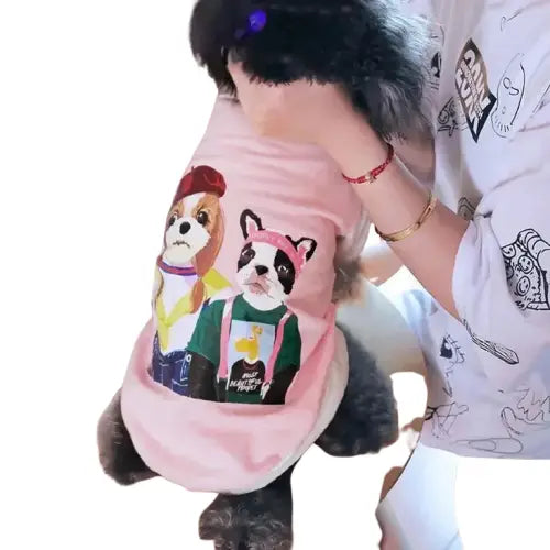 Chien en chemise rose avec graphique femme, manteau chaud pour chien avec capuche, veste chaude pour animaux Transparent Background
