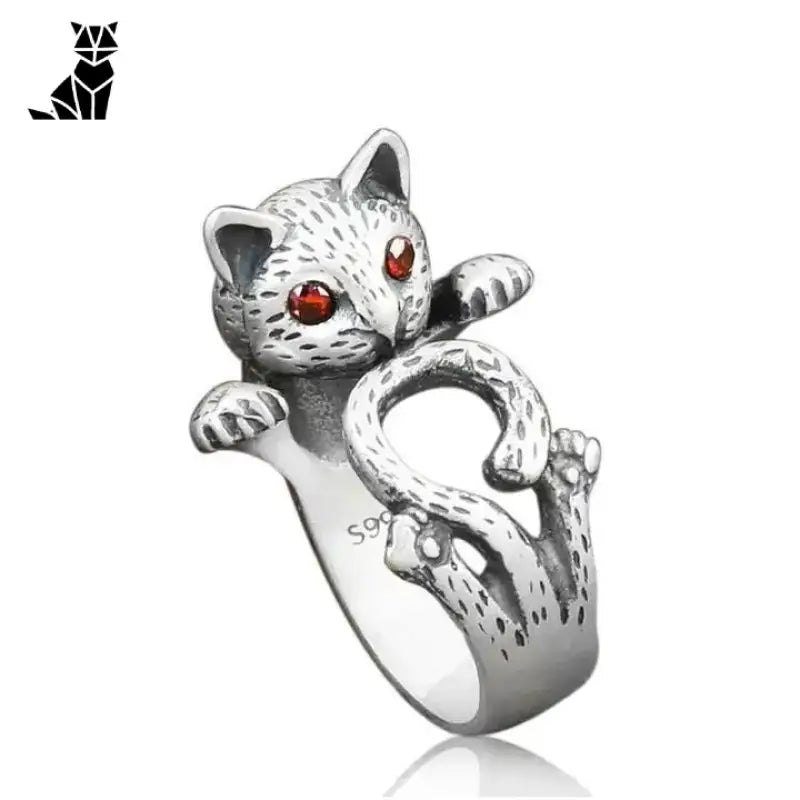 Mignonne Bague Chat En Plaqué Argent Pour Les Amoureux Des Félins