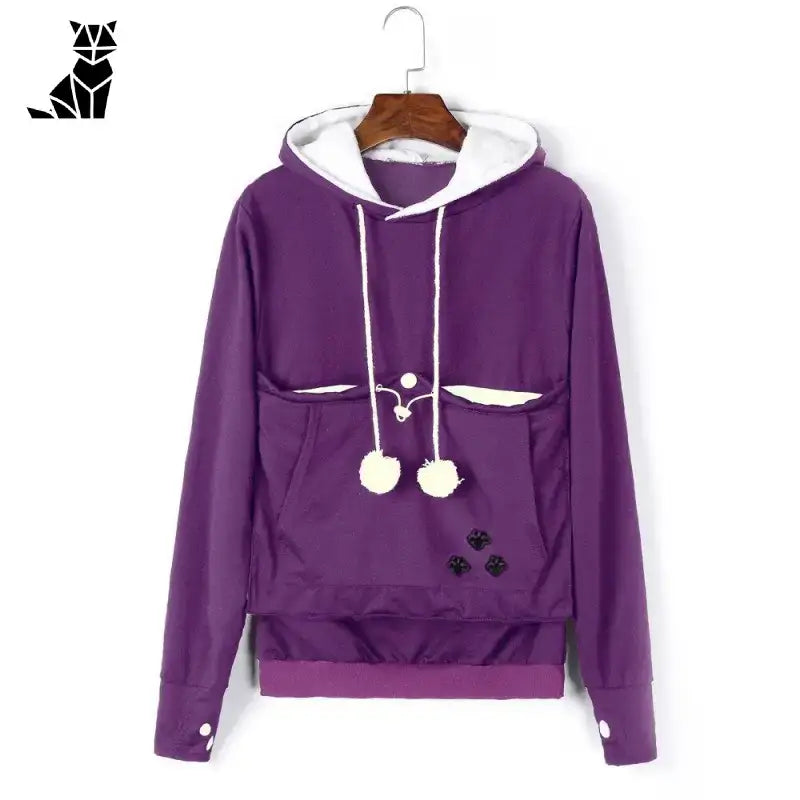 Pull Chat Avec Poche Kangourou Pour Moments Cocooning - Violet / s