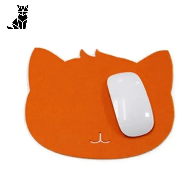 Tapis De Souris Chaton Espiègle Avec Petit Sourire Adorable - Orange