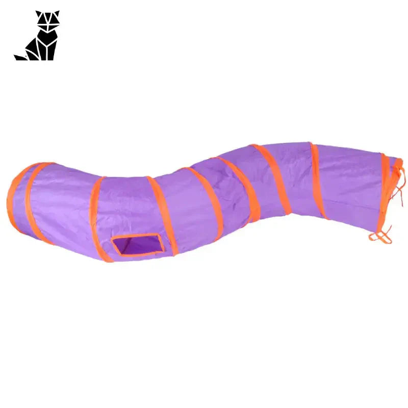 Tunnel de jeu pour chat - Nylon durable : Sac de couchage Facile à ranger violet et orange avec sangles orange