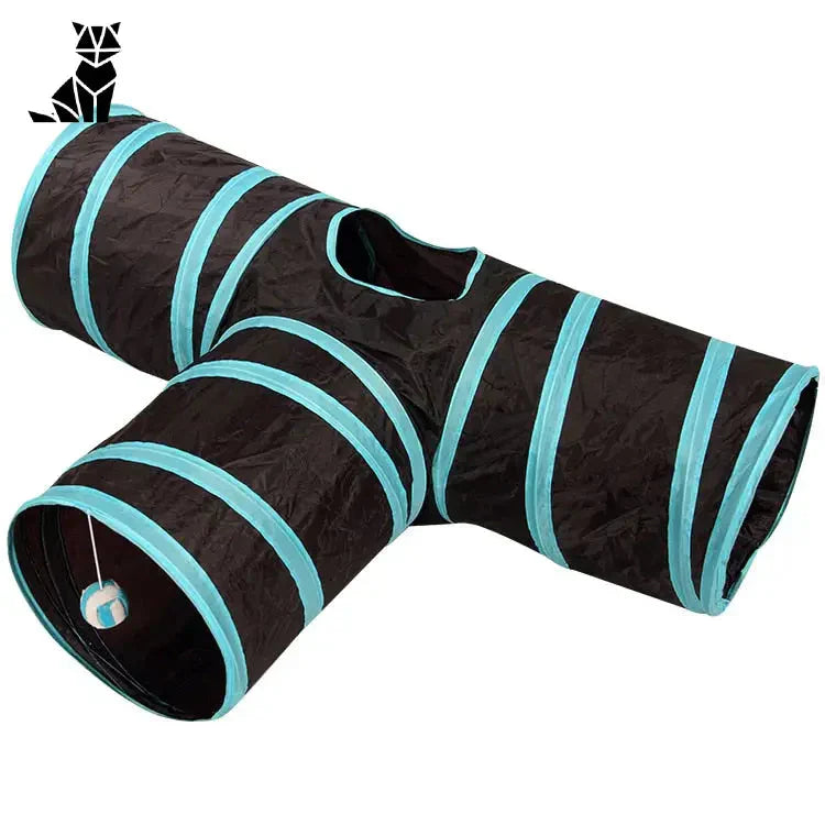 Tunnel de jeu pour chat - Durable Nylon Fun - Tunnel pour chien rayé noir et bleu à Facile à Ranger